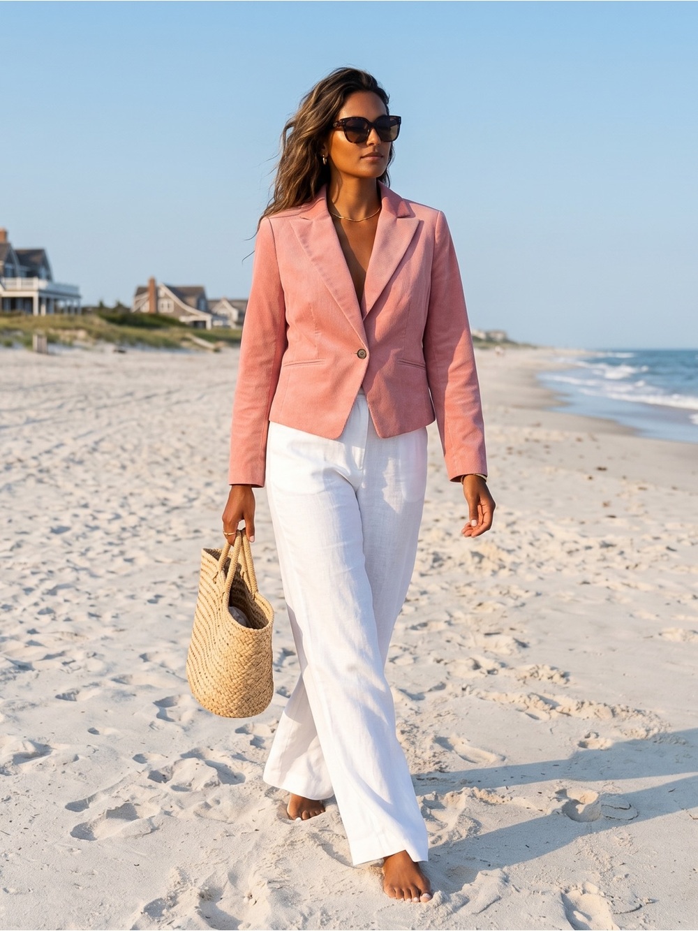 Talbots PInk Corduroy Classic Career Academia One Button Crop Blazer Size 8